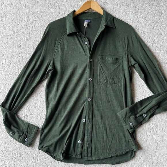 Ibex Merino Wool Button Down Shirt Mens S Forest Green USA Made $145 - Picture 1 of 12